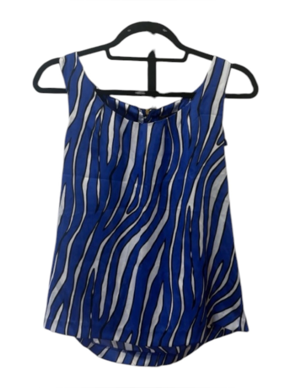 Dana Buchman Blue and White Sleeveless Zebra Print Top